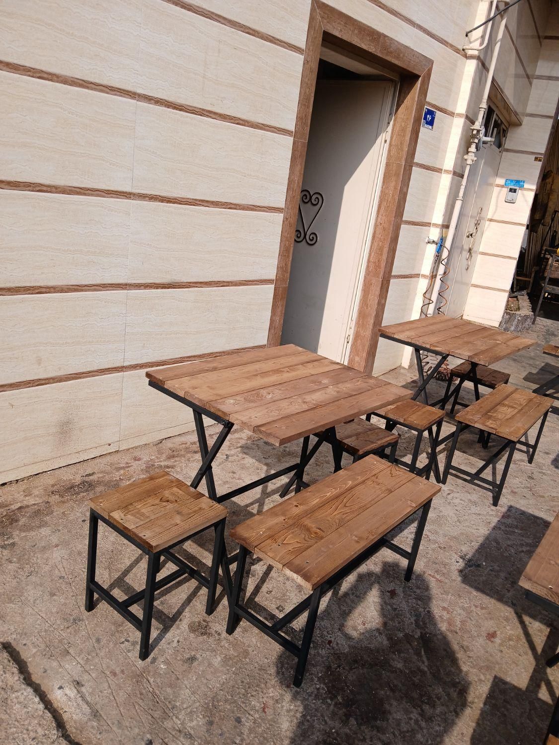 میز و صندلی چوب فلز نیمکتی تاشو کد A 67|میز و صندلی غذاخوری|رشت, کوی عرفان|دیوار