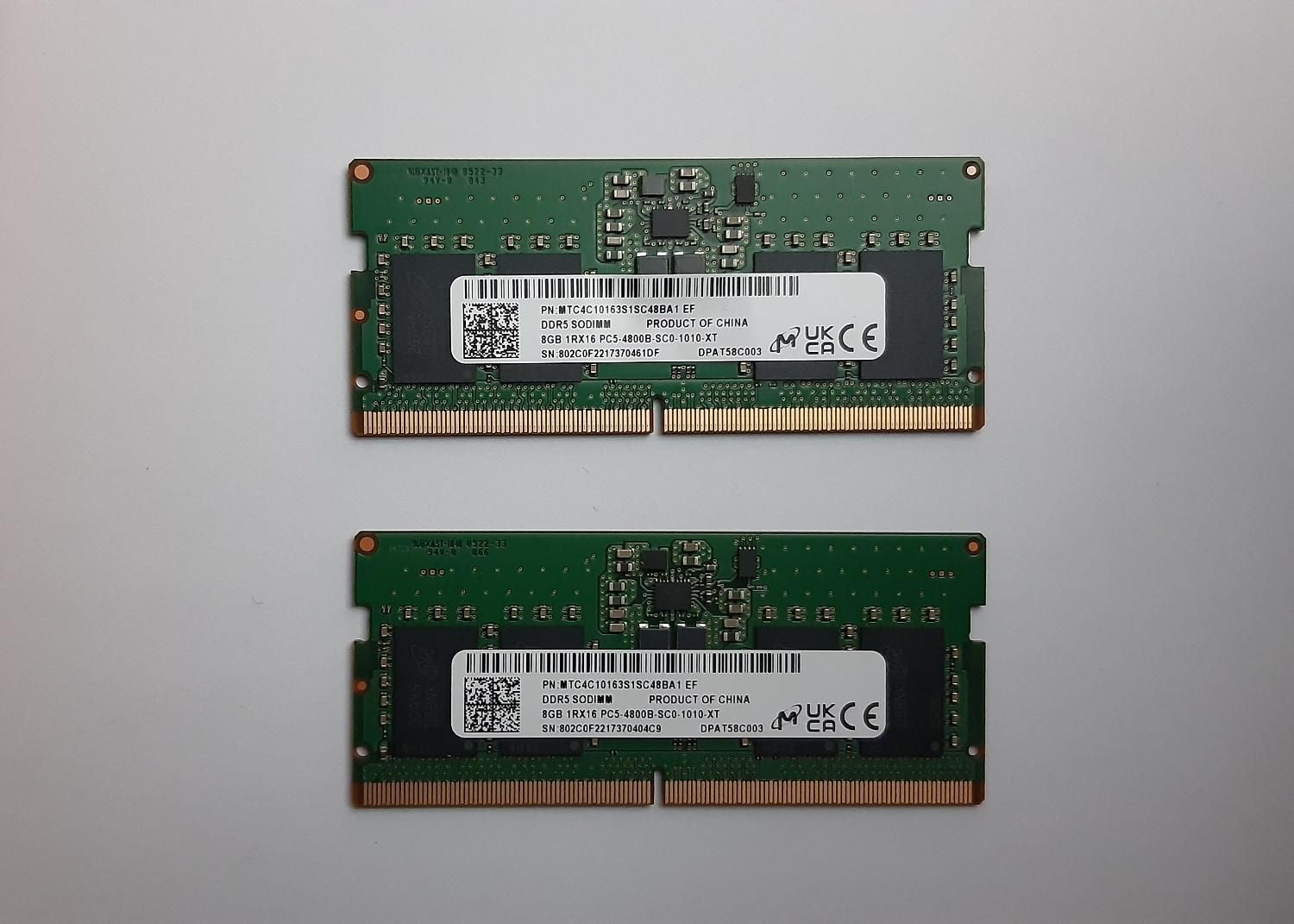دو عدد رم لپ تاپ 8 گیگ میکرون (8×2) DDR5-4800|قطعات و لوازم جانبی رایانه|تهران, امانیه|دیوار