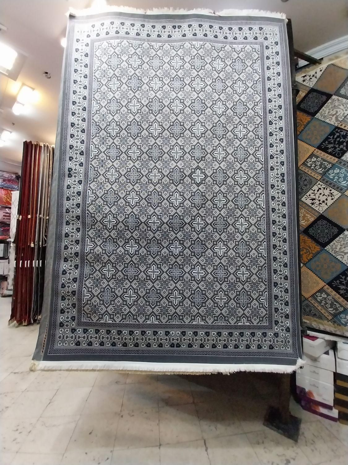گلیم ۶متری چهارخونه سورمه ای ۴۰۰ شانه کاشان|گلیم، جاجیم، گبه|مشهد, امیر|دیوار