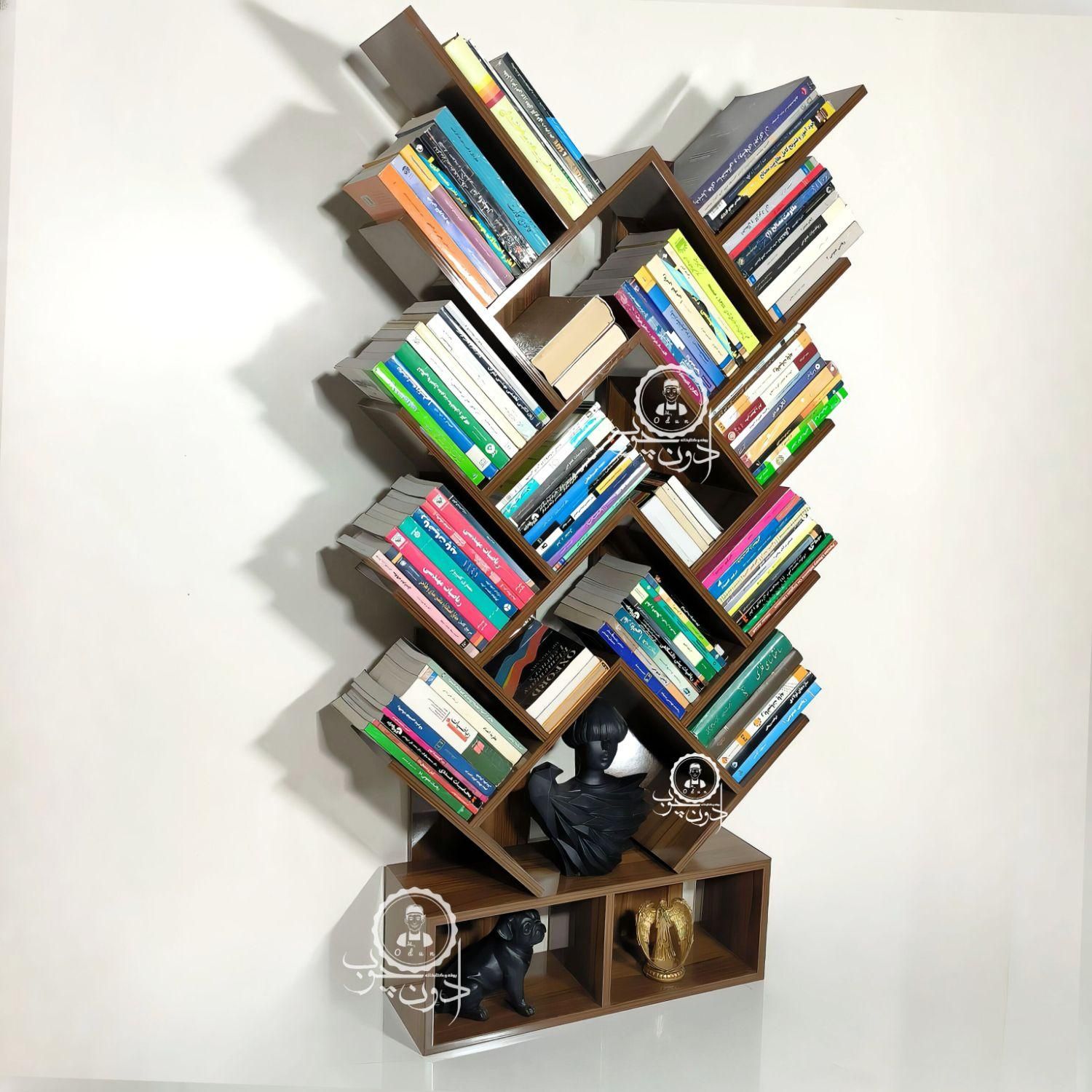کتابخانه مدل درختی ۸ قهوه ای|کتابخانه، شلف، قفسه‌های دیواری|تبریز, |دیوار