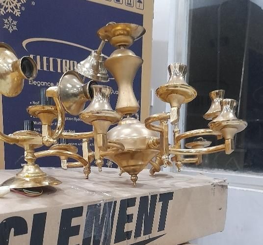 لوستر برنز برنجی و دیوار کوب آبکاری طلا|لوستر و چراغ آویز|کرج, باغستان|دیوار