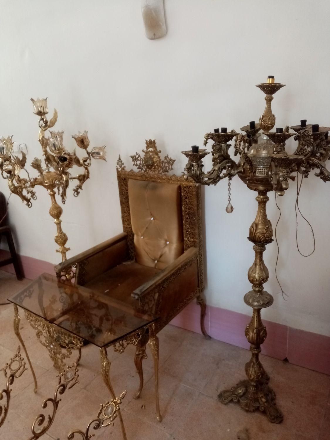 کنارسالنی برنزی فرشته چلچراغ فرشته برنز آباژور|چراغ خواب و آباژور|ارومیه, |دیوار