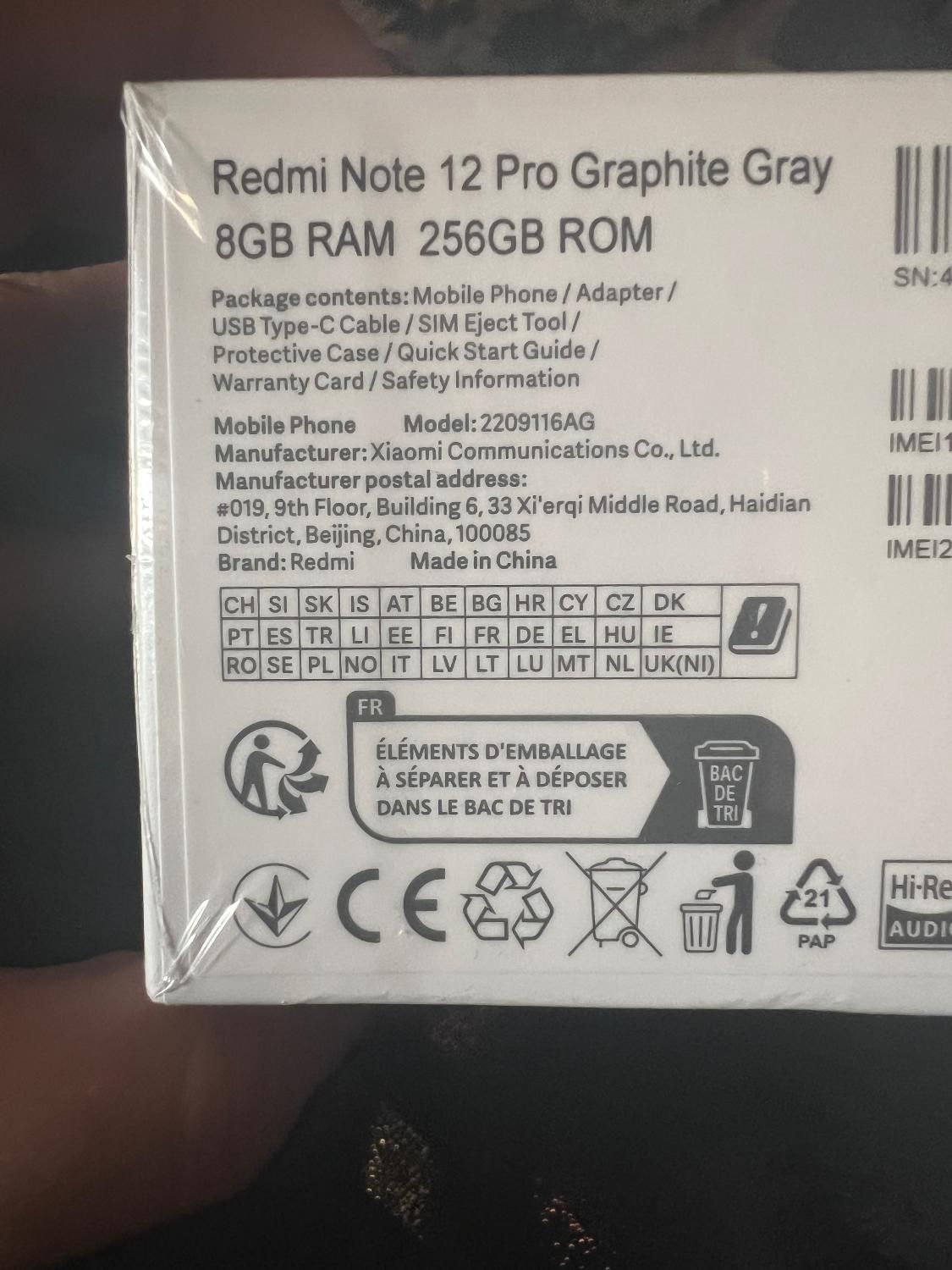 Redmi Note 12 Pro Graphite Gray 8GB RAM 256GB ROM|موبایل|تهران, اختیاریه|دیوار