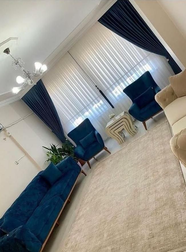 پرده حریر ساده و دکور مخمل کالیفرنیا(شیک و مدرن)|پرده، رانر، رومیزی|تبریز, |دیوار