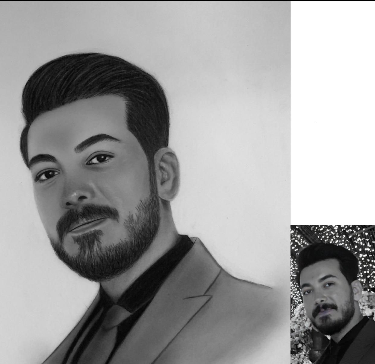 نقاشی طراحی چهره سیاه قلم سفارش هدیه کادو تولد|تابلو، نقاشی، عکس|تهران, افسریه شمالی|دیوار