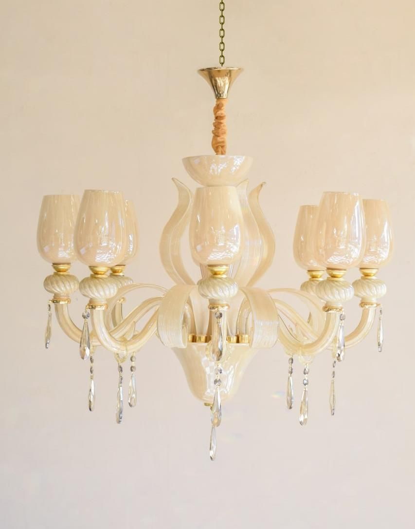 لوستر بلوری کریستالی مورانو کرمی|لوستر و چراغ آویز|تبریز, |دیوار