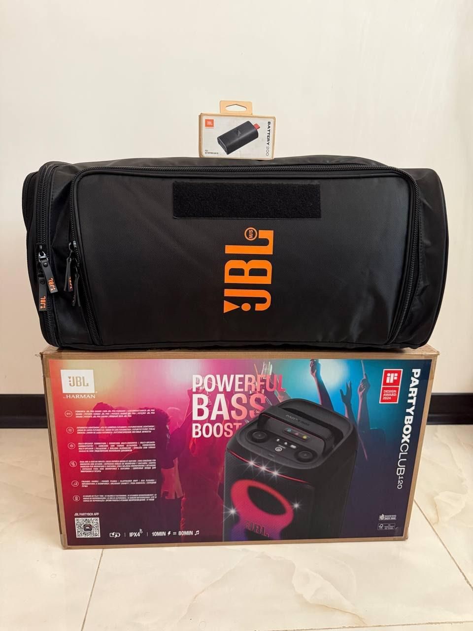 پارتی باکس jbl 120همراه باتری زاپاس و کیف نو آکبند|سیستم صوتی خانگی|قائم‌شهر, |دیوار