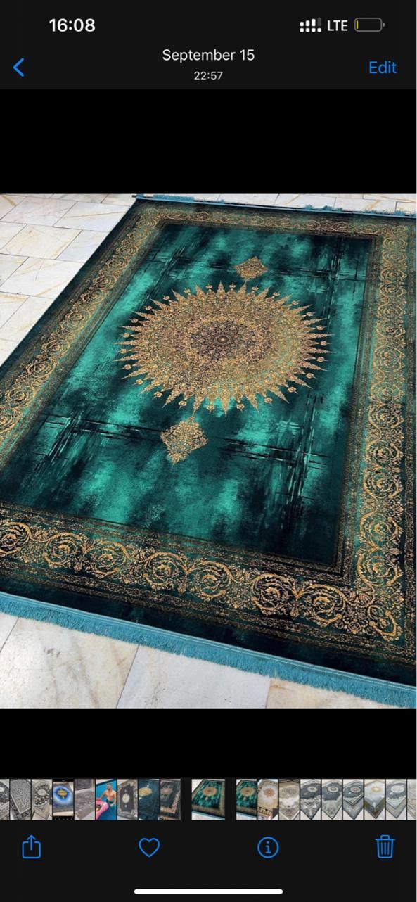 فرش لامیا ۱۲۰۰شانه طرح پانید سبز کله قاضی ۱۲متری|فرش|شیراز, دروازه قران|دیوار