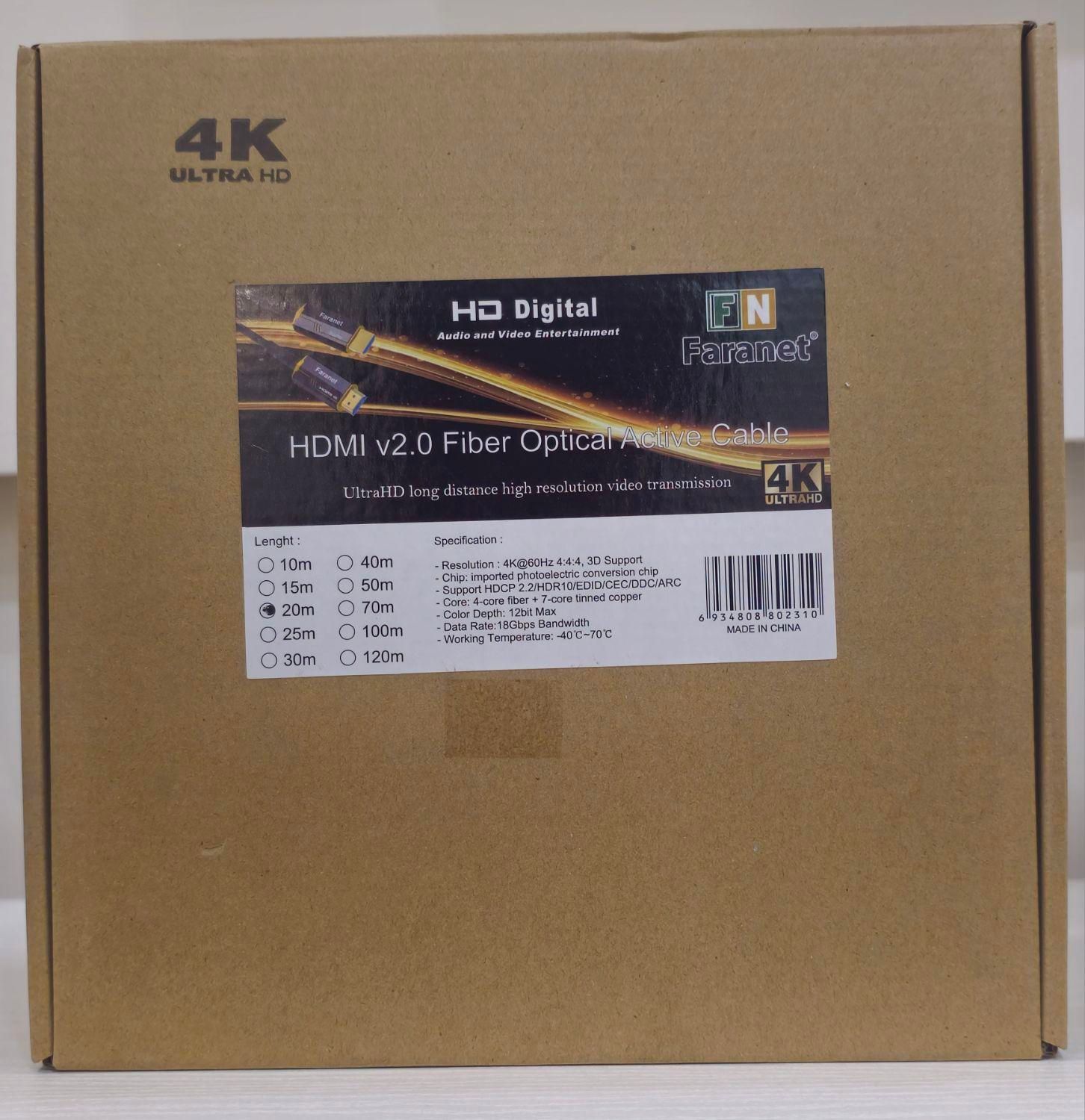 کابل HDMI 4K Fiber Optical Faranet 20M|قطعات و لوازم جانبی رایانه|تهران, سلیمانی|دیوار