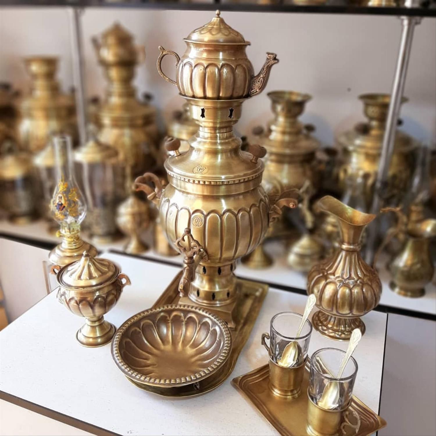 منقل سماوری برنجی زغالی ذغالی سماور آتیک گازی|صنایع دستی و سایر لوازم تزئینی|قزوین, |دیوار