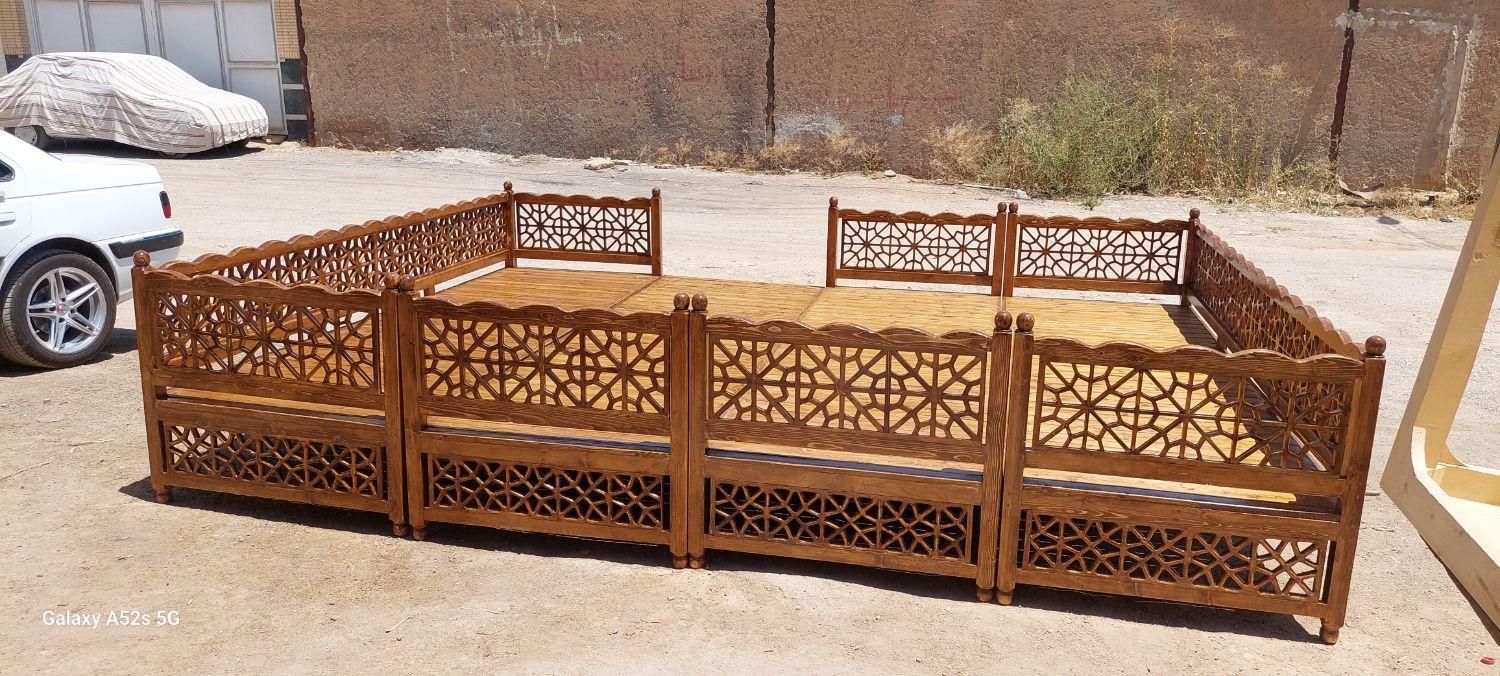 تخت و نیمکت سنتی گره چینی چوب روسی|مبلمان خانگی و میز عسلی|شیراز, عادل آباد|دیوار