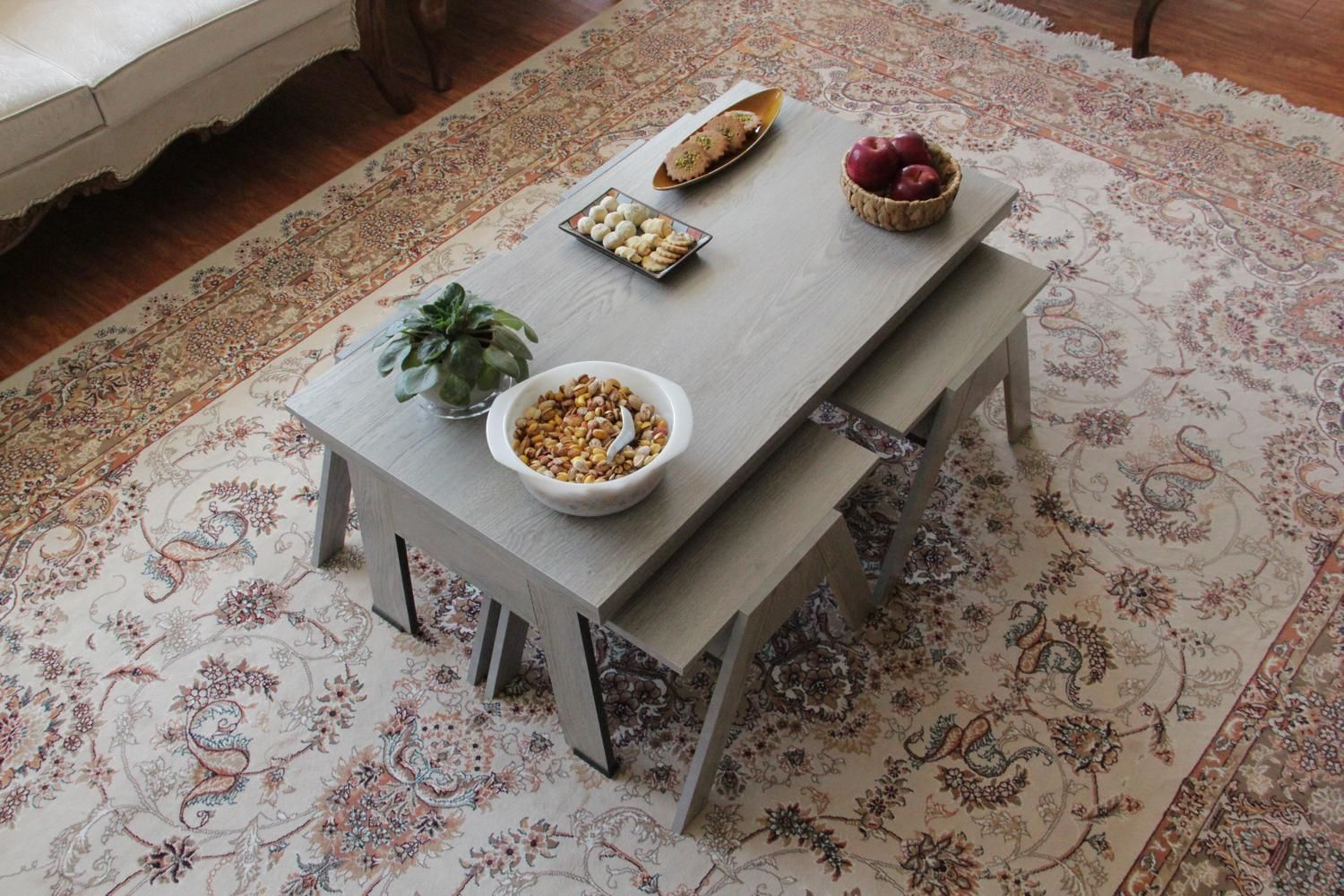 میز مستطیل و 4 عسلی کم جا- طوسی مات طرح چوب|مبلمان خانگی و میز عسلی|اصفهان, باغ فدک|دیوار