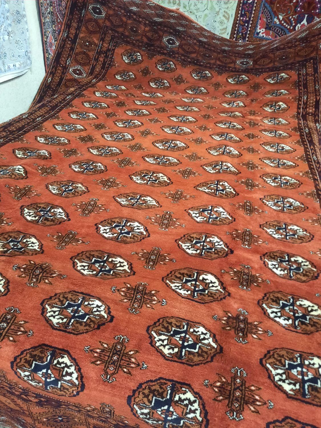 فرش ۱۲ متری دستباف ترکمن تمام پشم رنگ مسی|فرش|کرج, برغان|دیوار