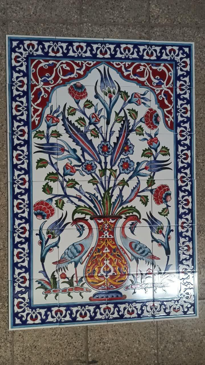 تابلو گل و مرغ مینیاتور کاشی سنتی لعابی کوره ای|خدمات پیشه و مهارت|تهران, توحید|دیوار