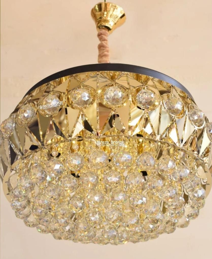 لوستر ملانی استیل کریستالی مدرن LED دار|لوستر و چراغ آویز|تبریز, |دیوار