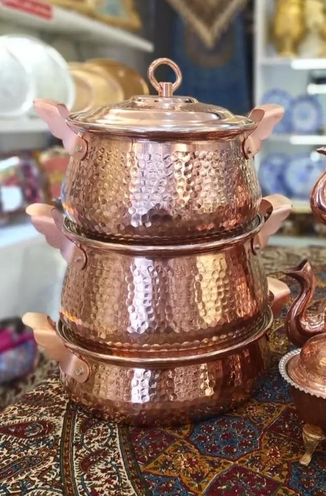 ست ۳ تیکه قابلمه و ماهیتابه مسی زنجان|ظروف پخت‌وپز|مشهد, چهارباغ|دیوار