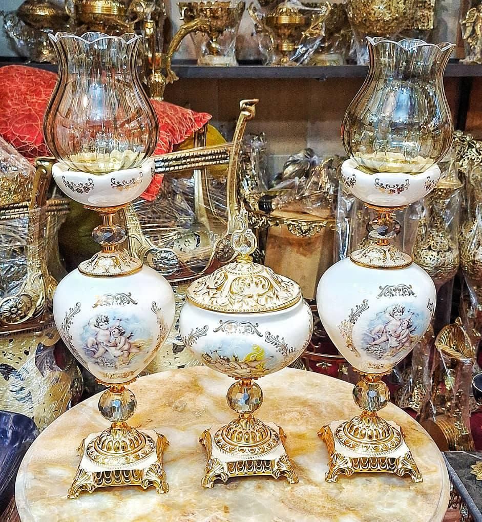 ست شمعدان و شکلاتخوری برنز و سرامیک|صنایع دستی و سایر لوازم تزئینی|تهران, ملک‌آباد|دیوار