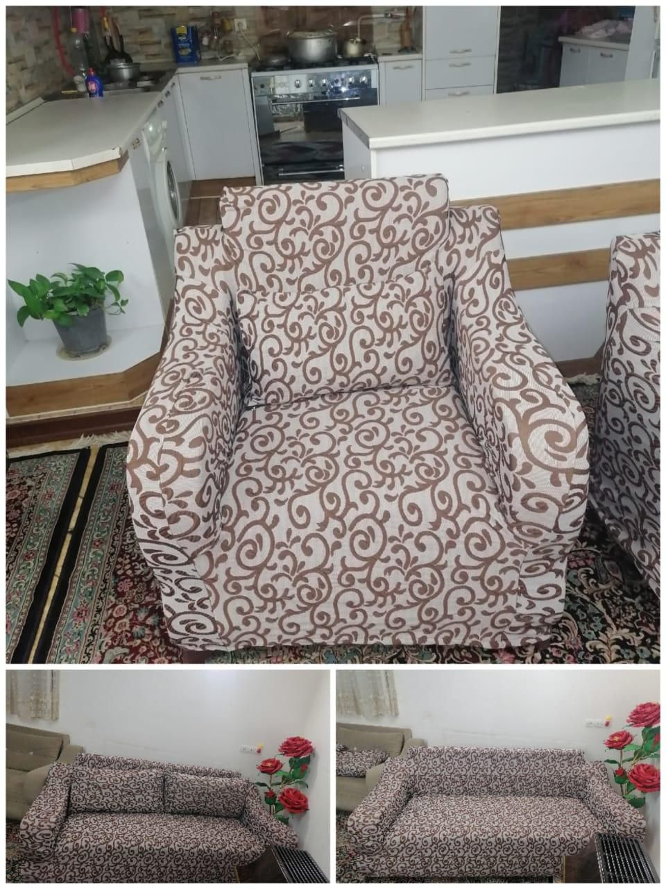 تست کاورها مبل آماده در منزل شما،پیراهن مبل رومبلی|مبلمان خانگی و میز عسلی|کرمان, |دیوار