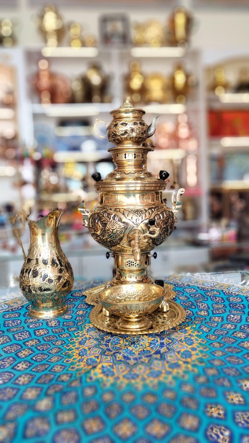 سماور شب یلدا تمام برنجی گازی سیاه قلم ضخیم نانو|سماور، چای‌ساز، قهوه‌ساز|مشهد, چهارباغ|دیوار