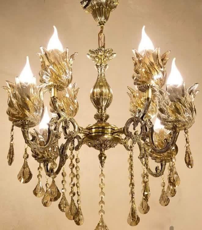 لوستر 4شاخه 8شعله تمام برنز|لوستر و چراغ آویز|اردبیل, |دیوار