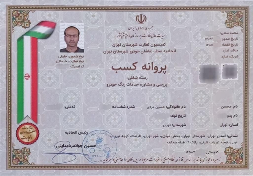 کارشناس خودرو تشخیص رنگ کارشناسی سیار در محل|خدمات موتور و ماشین|تهران, صادقیه|دیوار