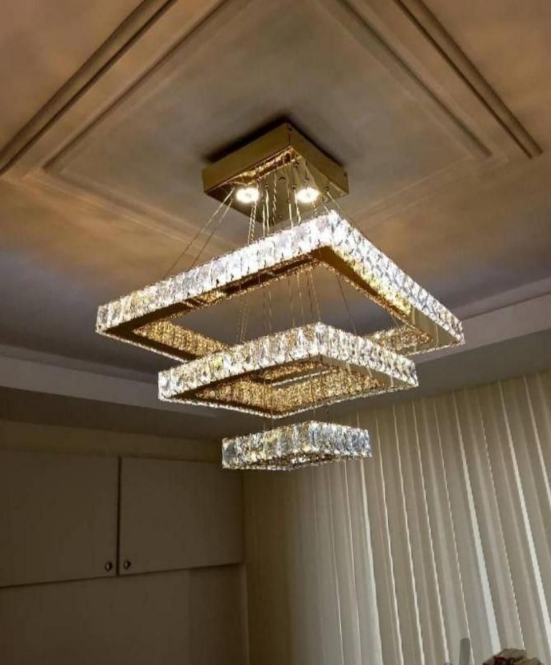 لوستر کهکشانی مربع سه حلقه 50*30*15|لوستر و چراغ آویز|بروجرد, |دیوار