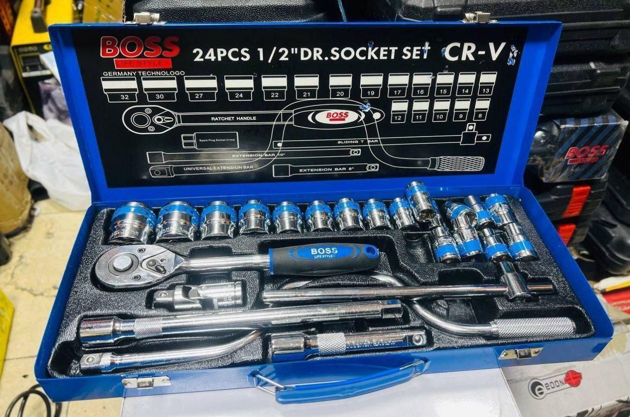 جعبه بکس 24 پارچه کروم وانادیوم BOSS|ابزارآلات|خرمآباد, |دیوار