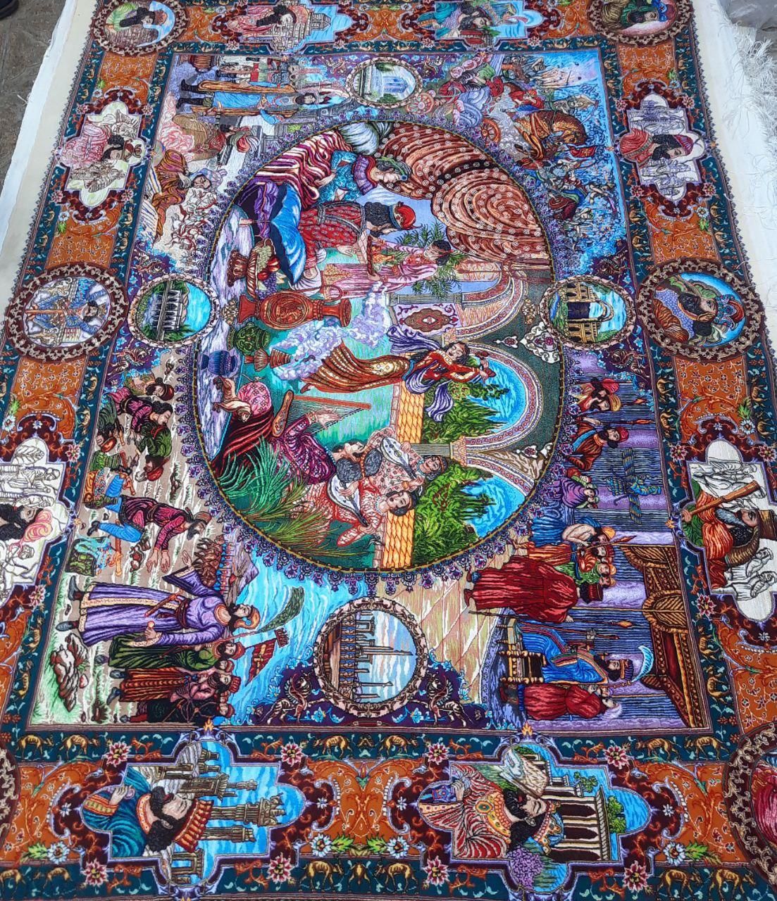 تابلو فرش دستبافت تمام ابریشم ۵ متری سلاطین ۶۵ رج|تابلو فرش|تهران, پونک|دیوار