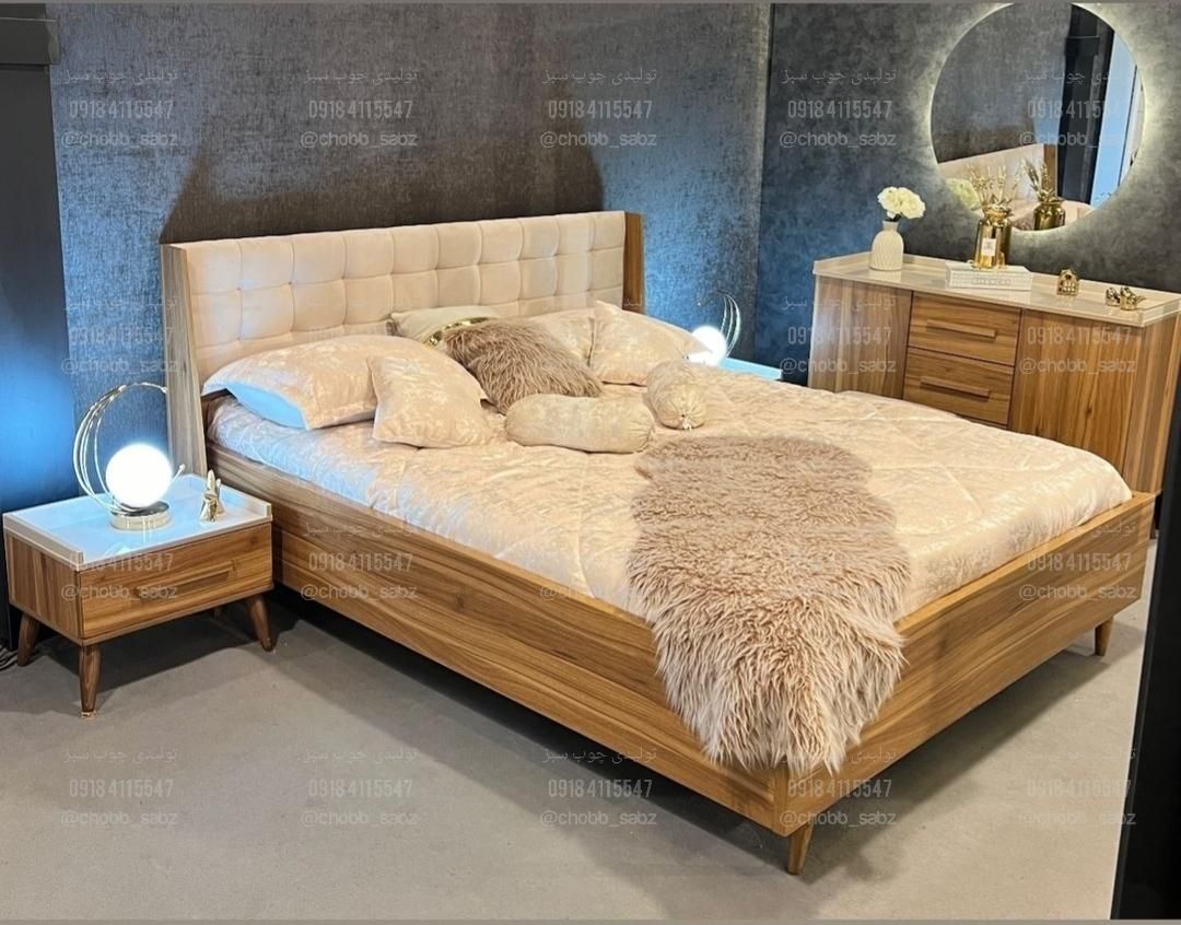 سرویس خواب مدل اَلماس|تخت و سرویس خواب|قروه, |دیوار