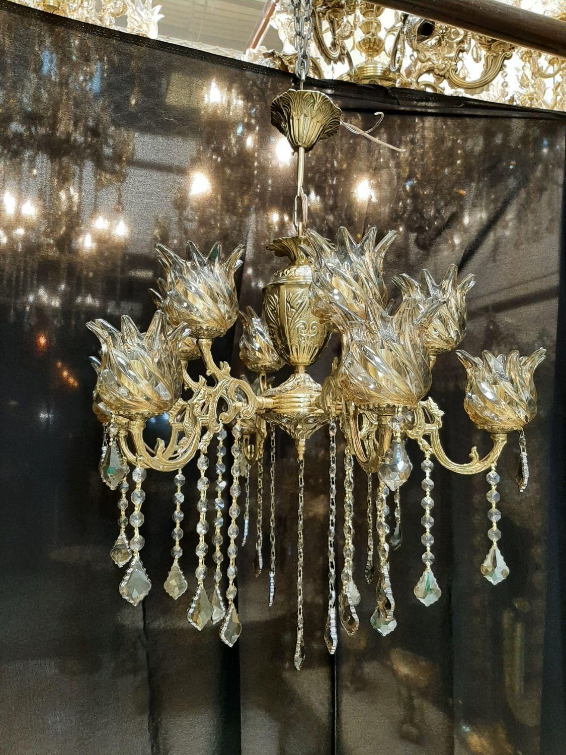 لوستر برنز ۱۲ شعله پرکار تجهیز کامل سوگلی|لوستر و چراغ آویز|زنجان, |دیوار