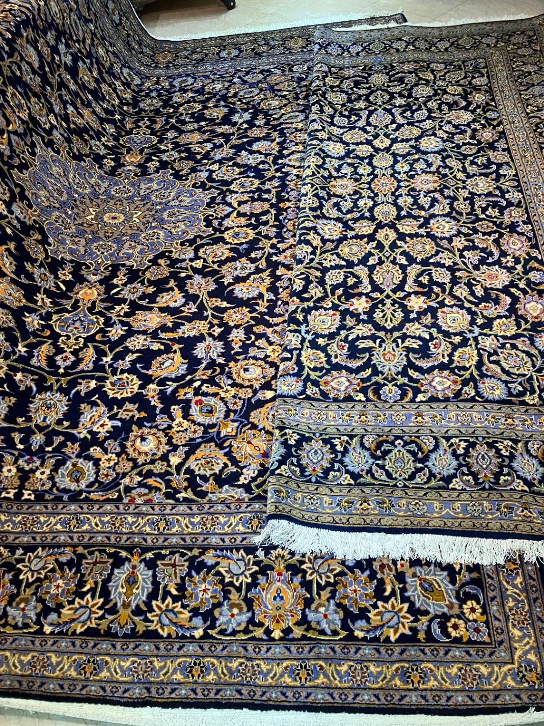 فرش دستباف ۶ متری ۱۲ متری سرمه ای کاشان دستبافت|فرش|تهران, مولوی|دیوار