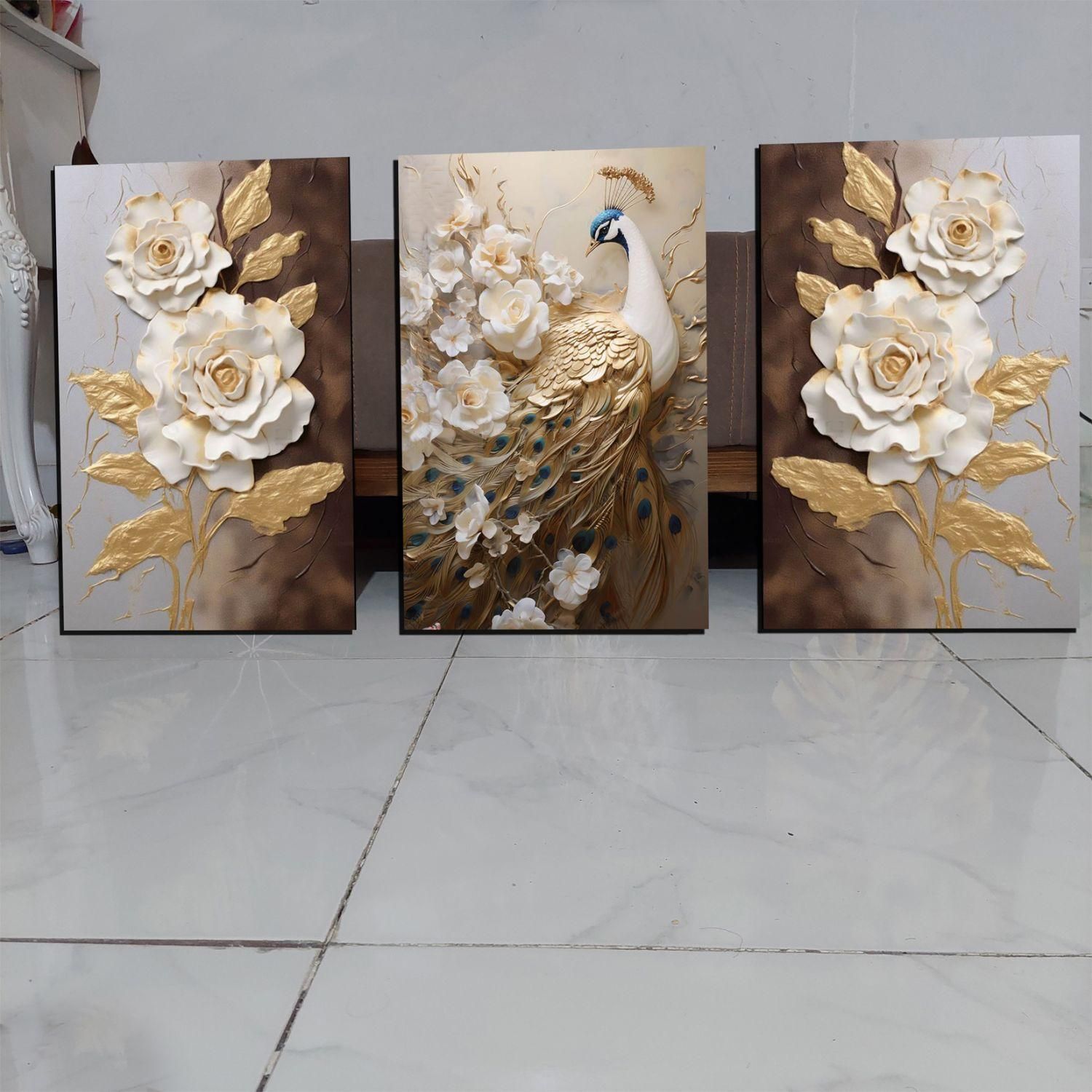 تابلو نیلوفر دکوراتیو مجموعه سه عدد شاسی مدرن|تابلو، نقاشی، عکس|بروجرد, |دیوار