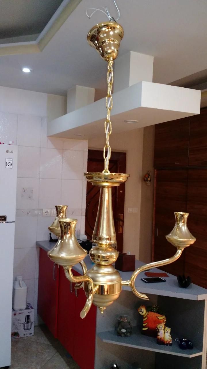 لوستر سه شاخه برنجی|لوستر و چراغ آویز|کرج, گوهردشت|دیوار