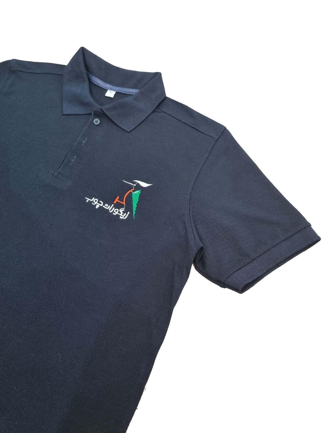 تیشرت تبلیغاتی سرمه‌ای با گلدوزی لوگو شما|لباس|باقرشهر, |دیوار