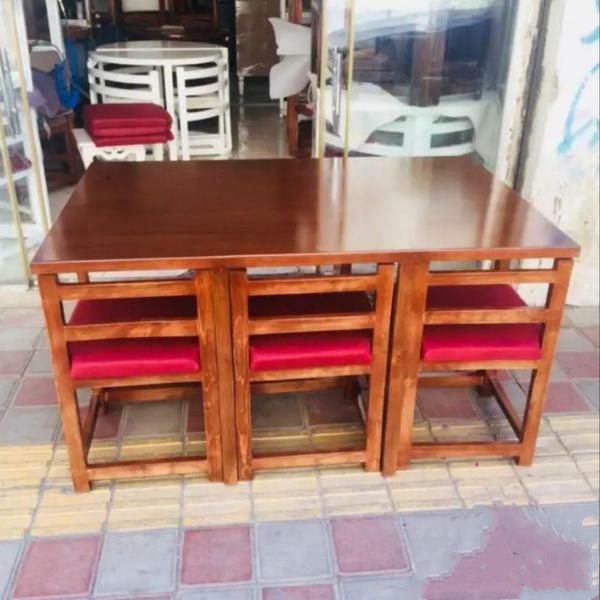 میز ناهارخوری کمجا کم جا ۶نفره مستطیل(قیمت واقعی)|میز و صندلی غذاخوری|رشت, باهنر|دیوار