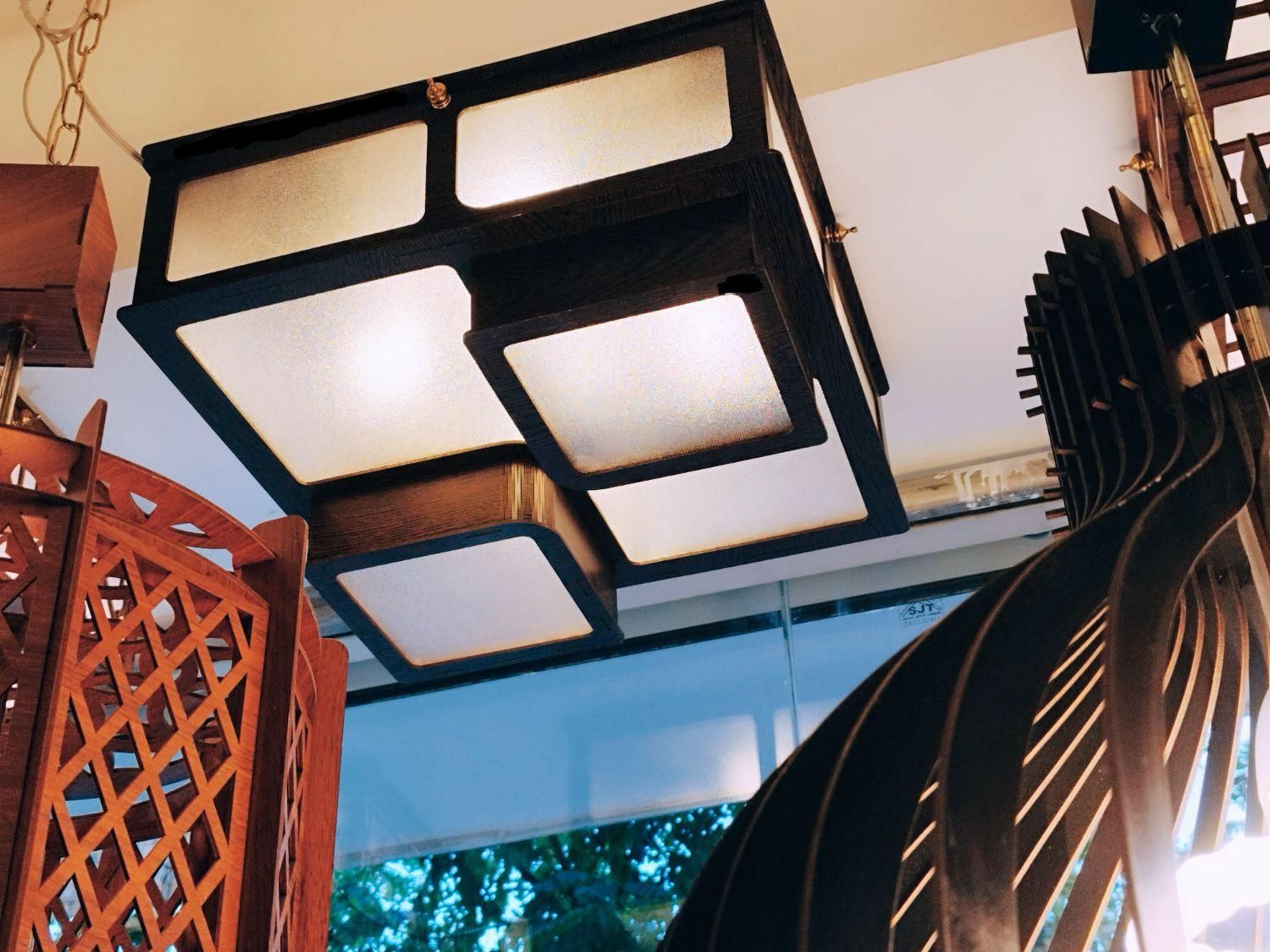 لوستر چوبی سقفی مدل رویال سایز ۴۰|لوستر و چراغ آویز|تبریز, |دیوار