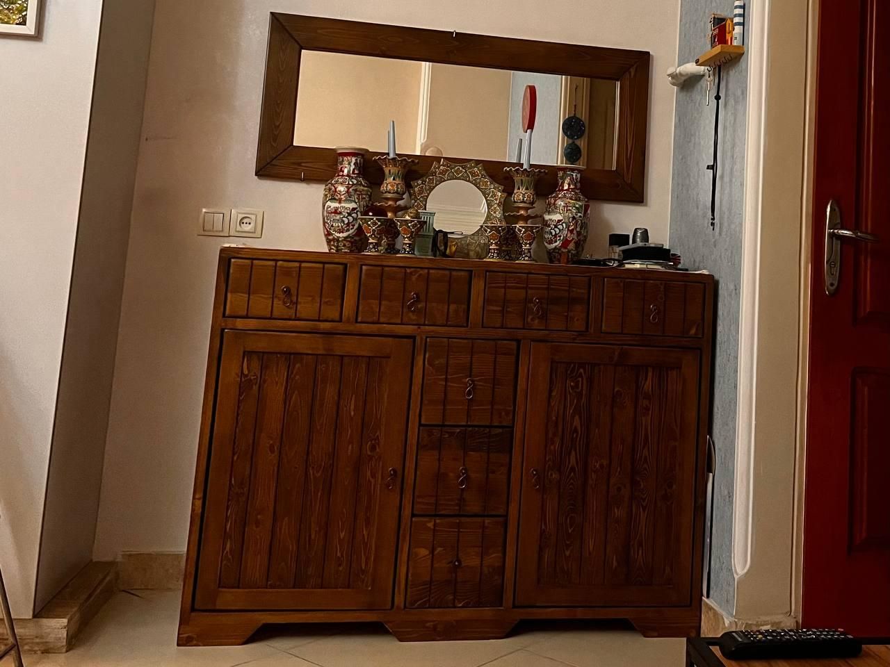کنسول و آیینه چوبی|بوفه، ویترین، کنسول|گنبد کاووس, |دیوار