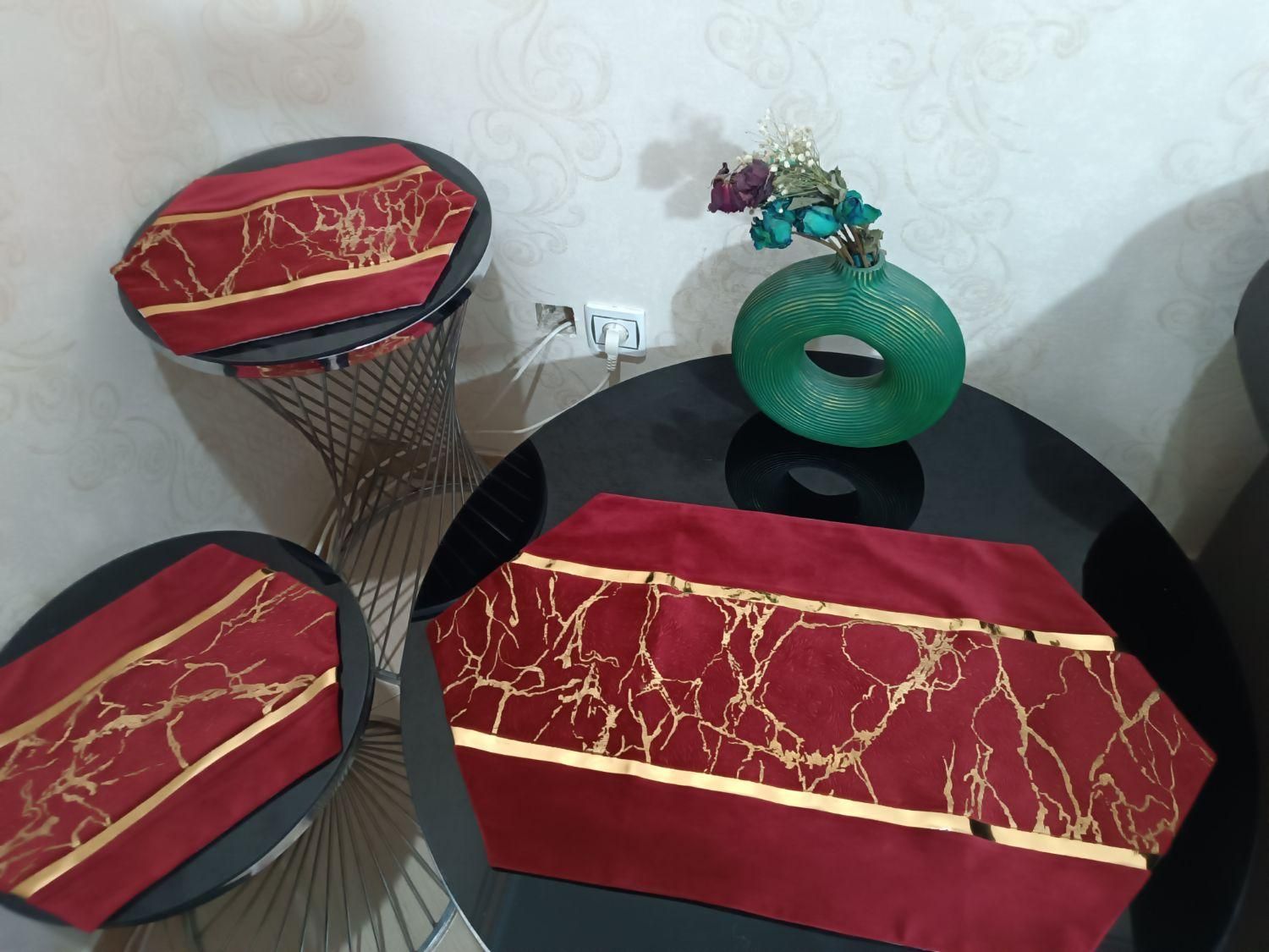 کاور کوسن وست رومیزی ۴ تیکه مخمل|پرده، رانر، رومیزی|تهران, پامنار|دیوار