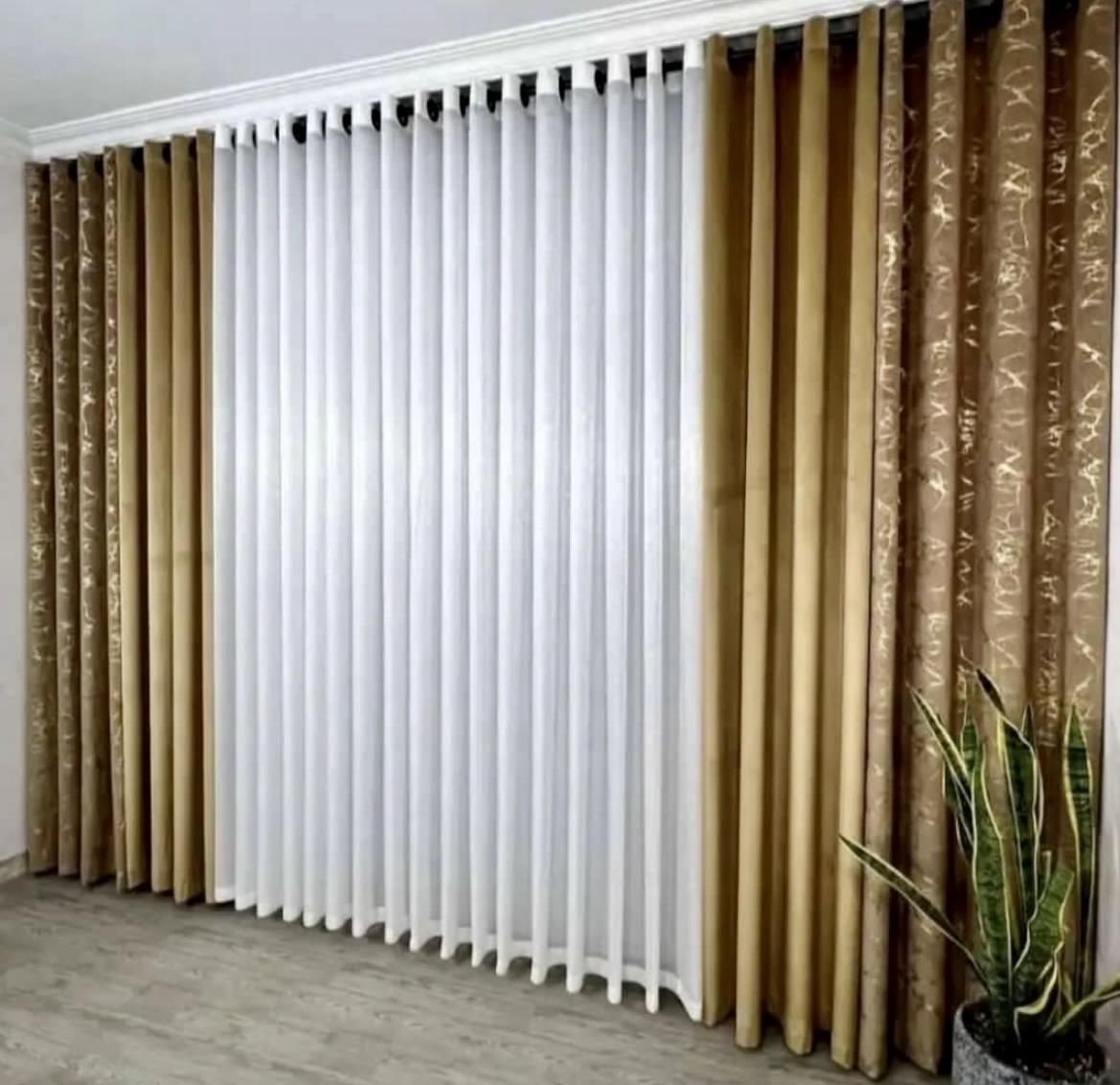 پرده مخمل طلاکوب پانچی حریر شاین پانچ|پرده، رانر، رومیزی|تبریز, |دیوار