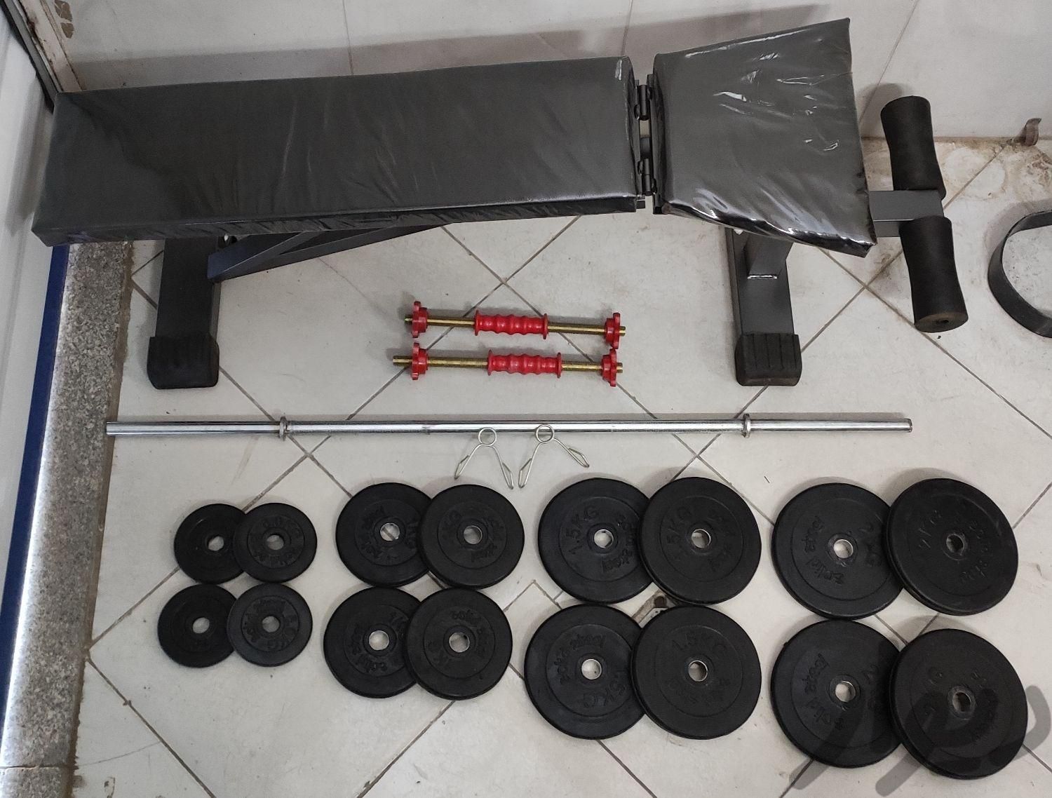 ست کامل میز پرس وزنه هالتر دمبل|تجهیزات ورزشی|مشهد, مهرآباد|دیوار