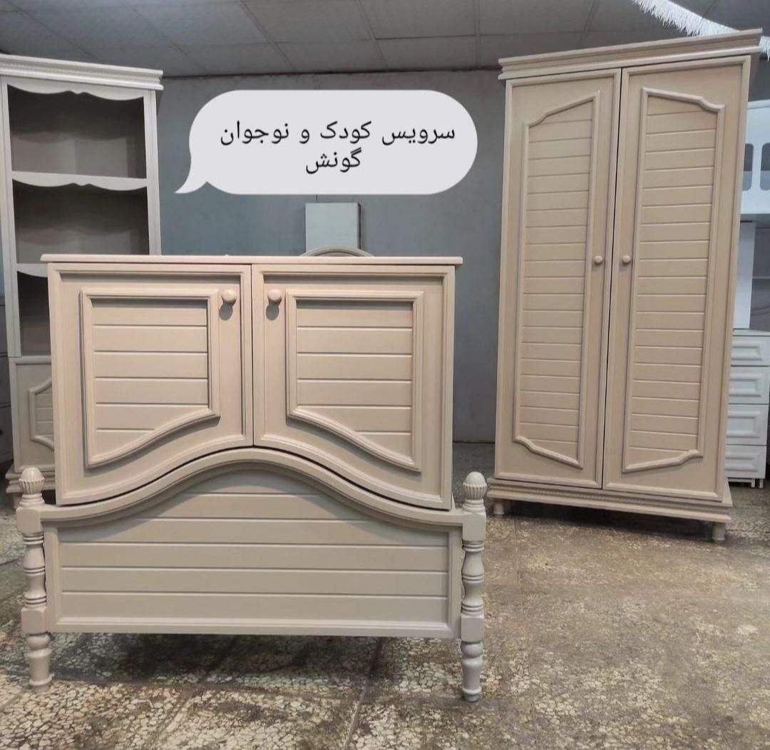سرویس تخت و کمد نوزادی گونش|تخت و سرویس خواب|اردبیل, |دیوار