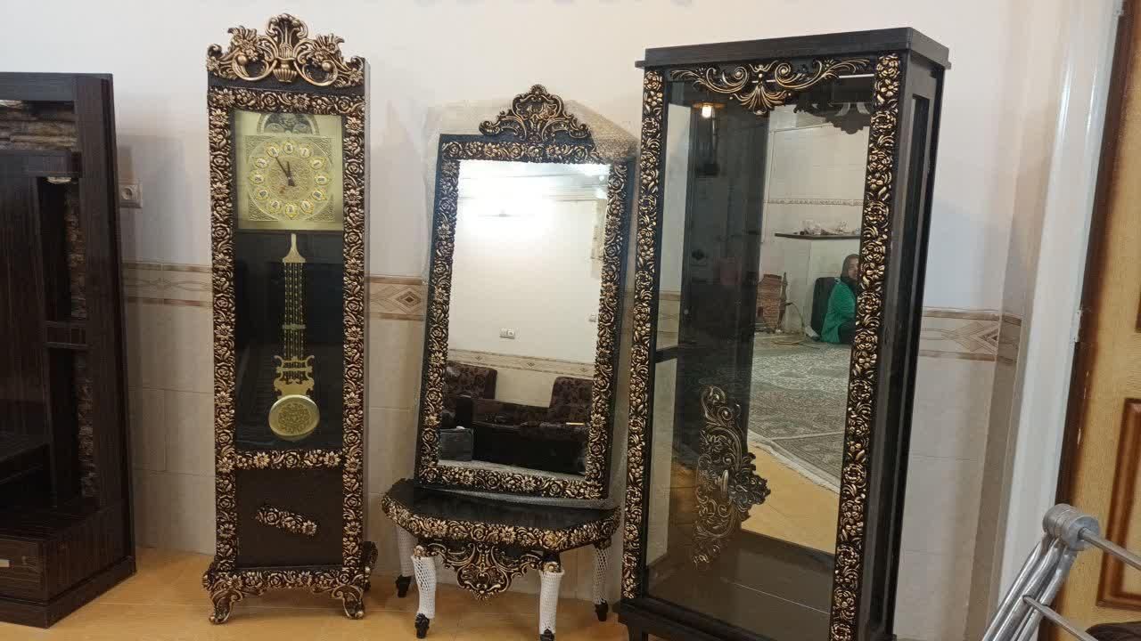 ست  ساعت بوفه و آینه و میز|بوفه، ویترین، کنسول|یزد, |دیوار