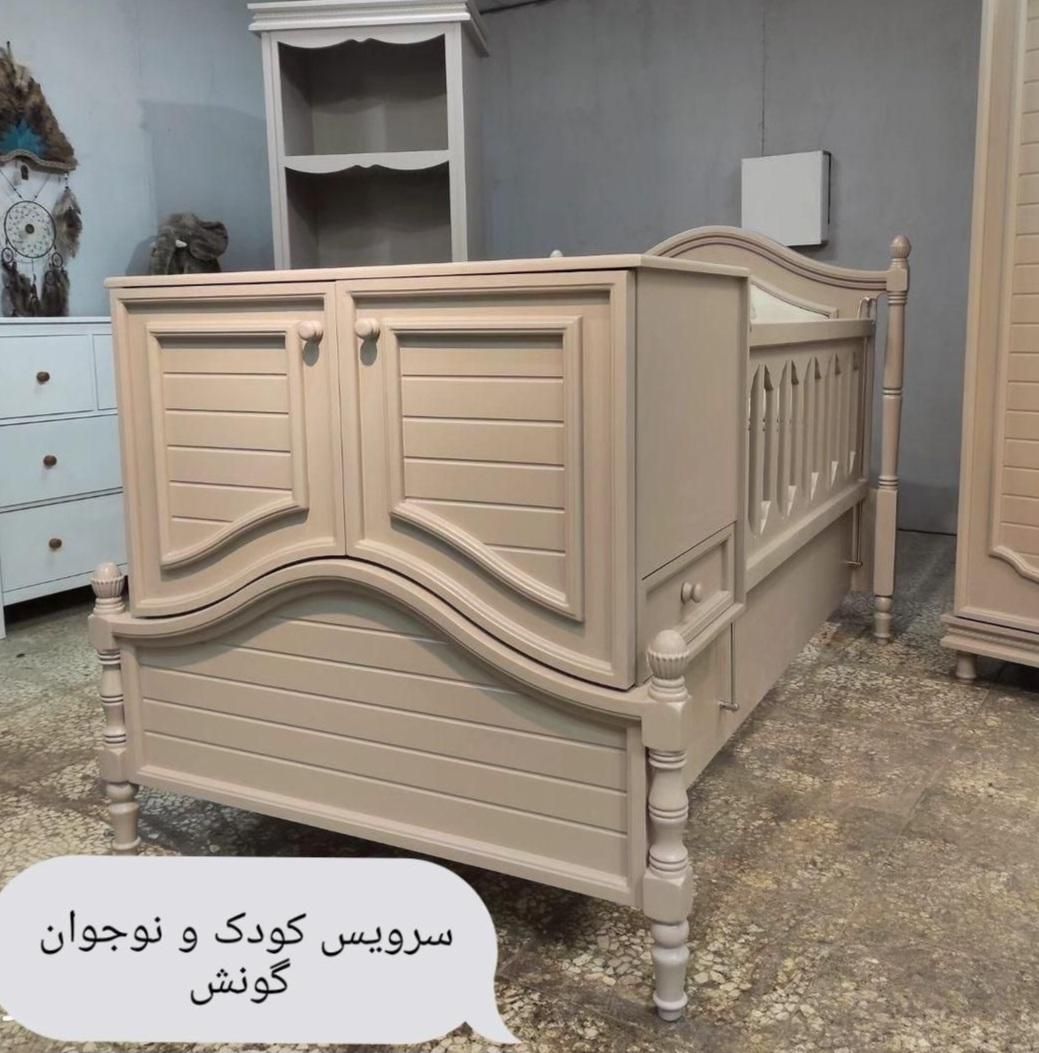 سرویس تخت و کمد نوزادی گونش|تخت و سرویس خواب|اردبیل, |دیوار