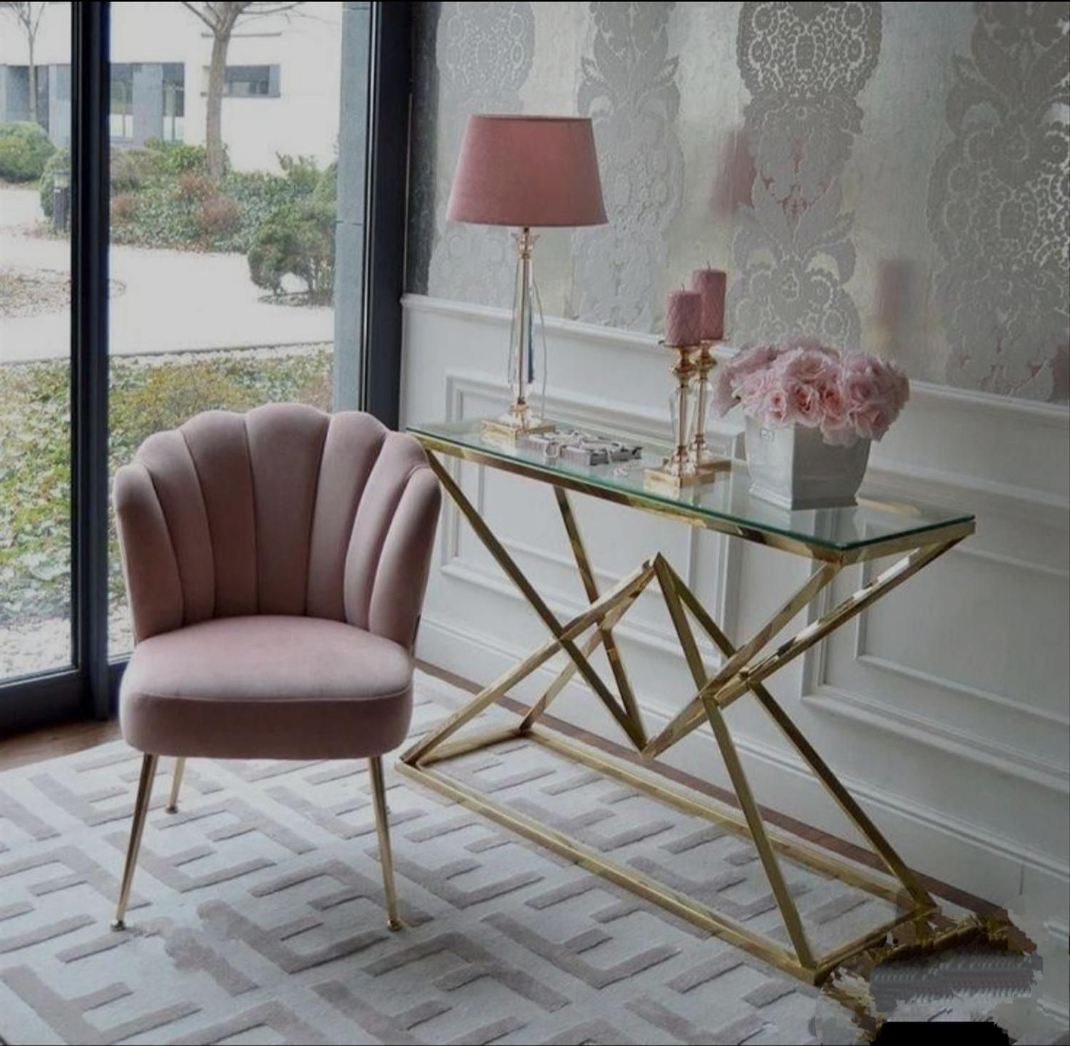 آیینه کنسول فلزی استیل دکوری مدل هفتی|بوفه، ویترین، کنسول|آفتاب, |دیوار