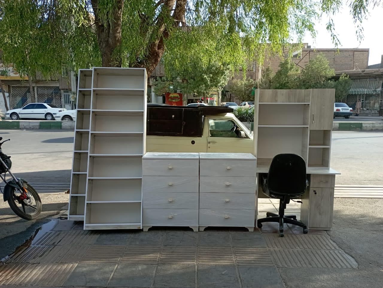 ست میز تحریر و کتابخانه صندلی دراور به صورت جدا|کتابخانه، شلف، قفسه‌های دیواری|قم, نیروگاه|دیوار