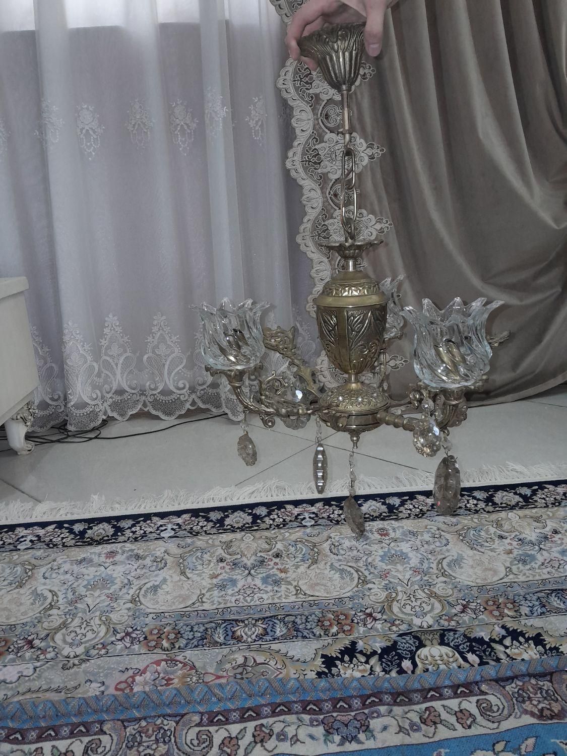 لوستر ۳شاخه برنجی|لوستر و چراغ آویز|ورامین, |دیوار