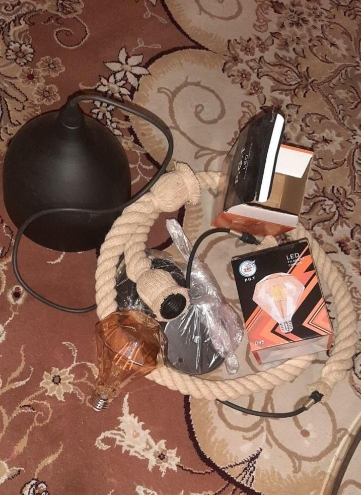 آویز کلاهی مشکی،دو عدد آویز کنفی،دو led الماسی|لوستر و چراغ آویز|تهران, مهرآباد جنوبی|دیوار