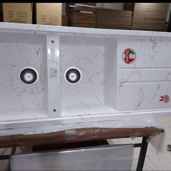 سینک گرانیتی طرح سنگ سفید مشکی|مصالح و تجهیزات ساختمان|تهران, دهونک|دیوار