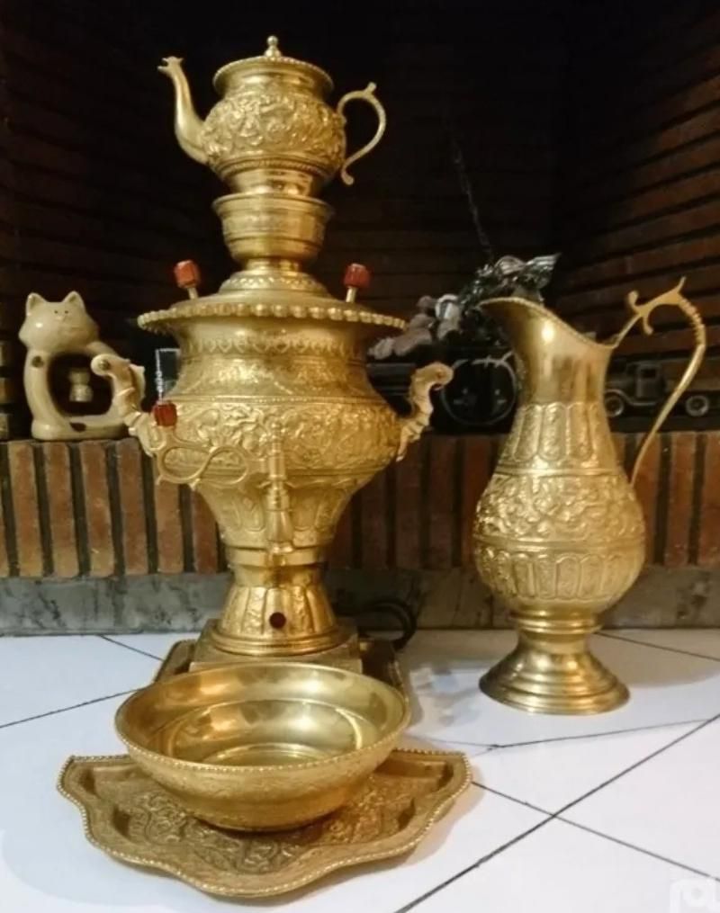 سماور قلمزن آب طلا / استاد اکبر عباسی /اصل و قدیمی|کلکسیون اشیاء عتیقه|تهران, مهران (سیدخندان)|دیوار