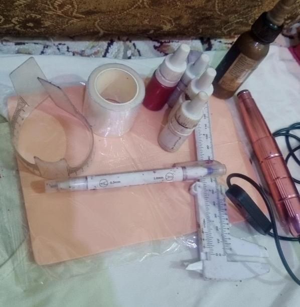 دستگاه تتو صورت .پوست مصنوعی.رنگ ها.خط کش هاوو|آرایشی، بهداشتی، درمانی|شوشتر, |دیوار